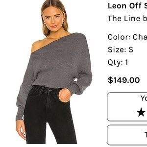 The Line by K Leon Off-Shoulder Sweater in Charcoal Gray